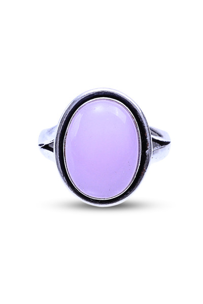craftmystic Inel oval placat cu argint și cuarț roz, pentru dragoste și armonie