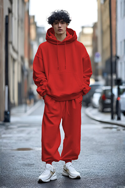 YAKAMEL طقم بدلة رياضية للرجال بقلنسوة ناعمة مصنوعة من 3 خيوط