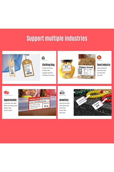 Staright Portable 80mm Thermal Label Printer BT Label Maker Sticker Machine with Reable Battery Comp