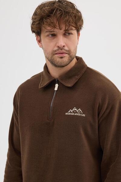 Polo State Мъжка суитшърт без пилинг, ветроустойчива, кафява