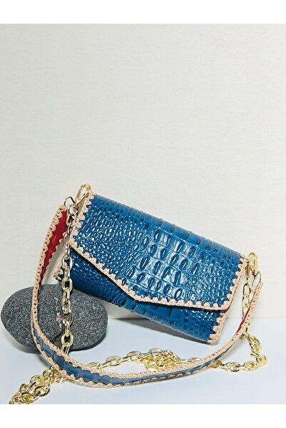 Marinca Damla Kroko Hakiki Gerçek Deri 20x12x5 omuz çantası