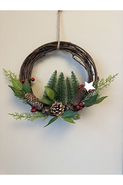 The Party Hub Yılbaşı Süsü - Yılbaşı Temalı Ağaçlı Kapı Süsü 30 cm