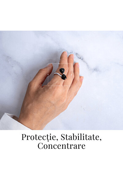 craftmystic Simplitate cu vibrații puternice - Inel dublu cu onix