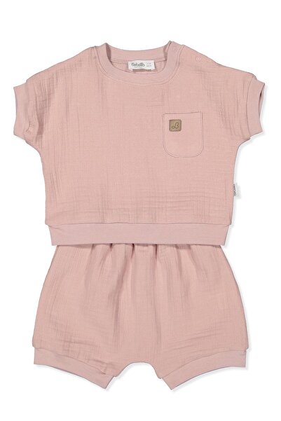 Bebetto Muslin Shorts 2-Piece Set (Hello) Dried Rose