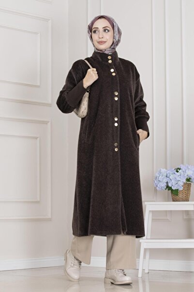 Sevitli Double Button Detailed Coat-Brown