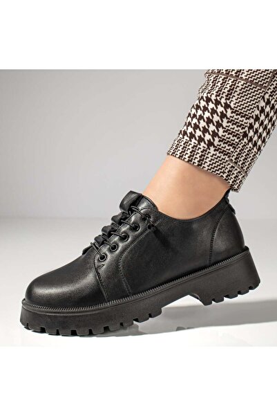 Modlet.ro Pantofi sport negri pentru femei cu talpă groasă și șireturi elasti...