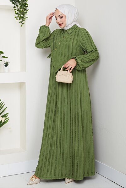 Bestenur Φόρεμα με χιαστί δέσιμο 1617 - Χακί