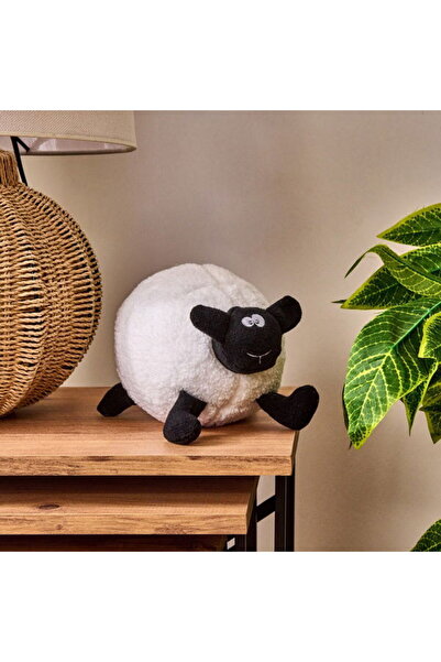 Evidea Pernă cu figurină de miel negru moale - albă - 25x17 cm