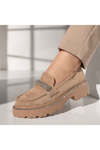 Modlet.ro Дамски ежедневни обувки от велур в цвят каки MOD11874