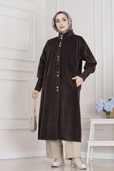 Sevitli Double Button Detailed Coat-Brown