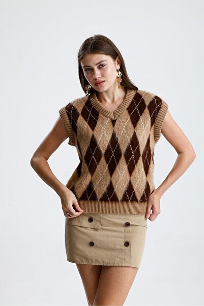 Sheesy Tricotaj pentru femei, gri antracit, cu model Baklava