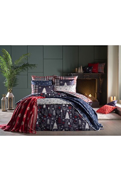 Ranforce Winter Story Nevresim Takımı Çift King Size - Lacivert