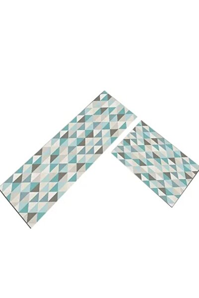 fulina Blue Plaid Kitchen Rug Set 2 Piece Cushioned Kitchen Rug Waterproof Kitchen Mats,40x60cm+40*120cm