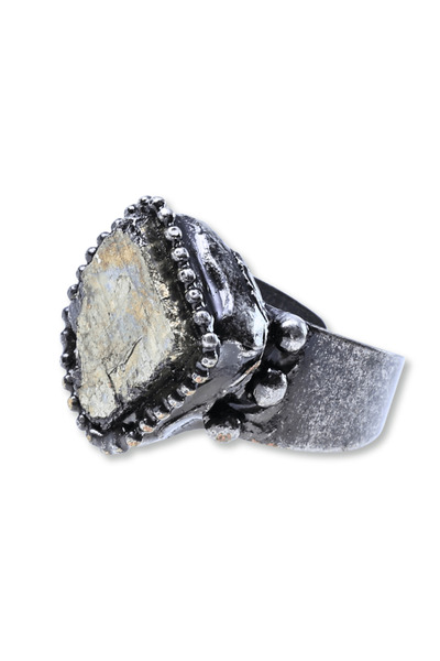 craftmystic Inel vintage reglabil cu piatră de pirită pentru succes