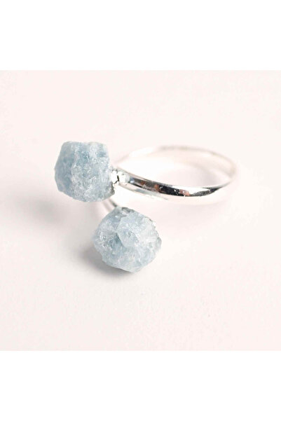 craftmystic Inel reglabil din argint cu acvamarin dublu, calm și claritate