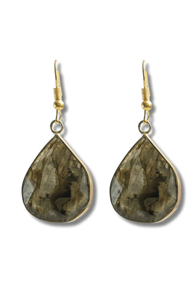 craftmystic Cercei din aur cu labradorit fațetat în formă de „lacrimă”