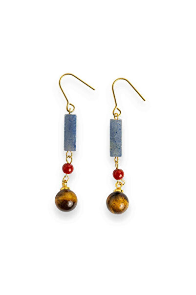 craftmystic Lapis Lazuli, Red Agate and Tiger Eye Earrings - Energy and Protection