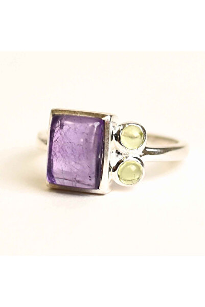 craftmystic Silver 925 ring with Amethyst and Peridot - Balance and Vitality