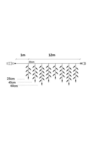 Promagg Christmas installation 13 meters of icicles, uneven fringes with 300 LEDs, 8 modes, indoor/outdoor