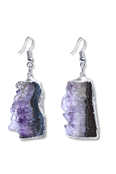 craftmystic Cercei din argint cu ametist druzic neregulat, pentru calm și ech...