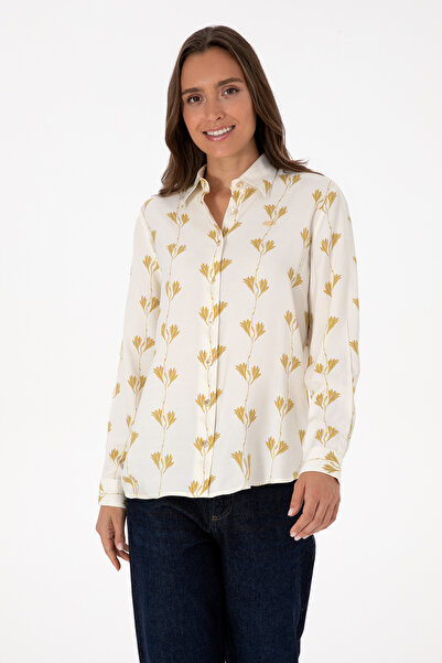 U.S. Polo Assn. Cămașă crem cu mânecă lungă pentru femei 50308637-VR256