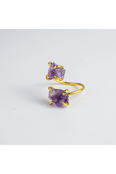 craftmystic Talisman al Echilibrului - Inel de Aur cu Ametist pentru Calmarea Minții