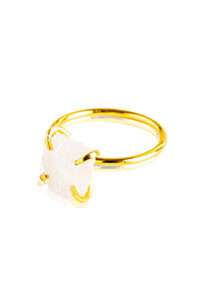 craftmystic Inel reglabil din aur cu cuarț roz brut pentru echilibru emoțional