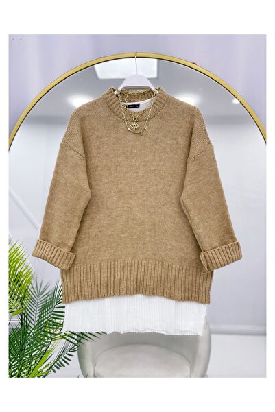 YEDİLALE Basic Zero-Collar Solid Color Knitwear Sweater [Only the Sweater Is Included in the Price, 75 cm Medium]