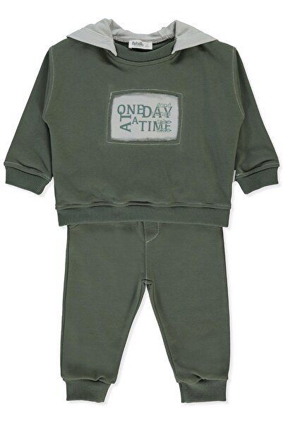 Bebetto طقم سويت شيرت بقلنسوة بثلاثة أربطة (جود ثينجز) كاكي