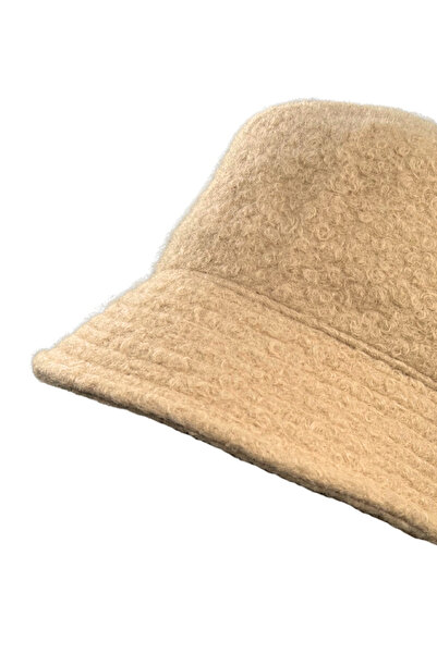 Sofist İstanbul Beige Bouclé Soft-Textured Thick Bucket Hat Beige Bouclé Wool Soft Textured Thick Winter Hat