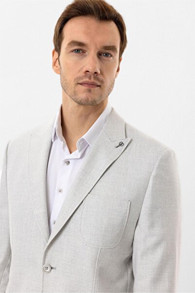 SÜVARİ Stone slim fit patterned pointed collar 6 drop jacket