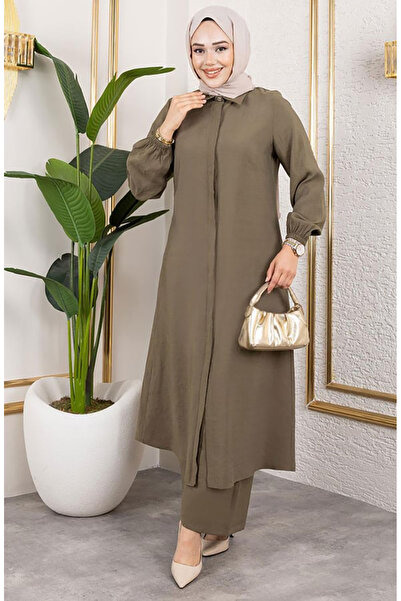 sefamerve طقم مودال طويل مع تونيك 0330-04 كاكي