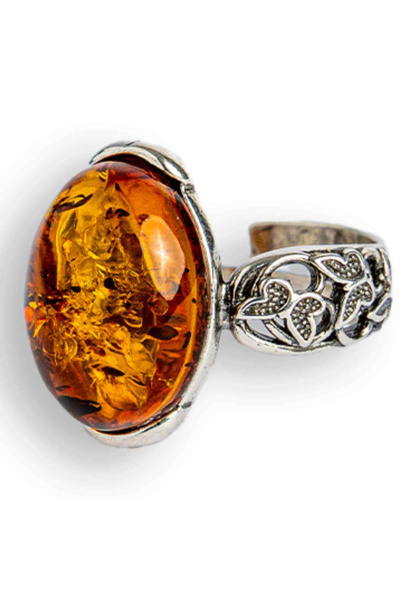 craftmystic Φυλαχτό ηρεμίας - Vintage δαχτυλίδι με λεπτομέρειες από κεχριμπάρ...