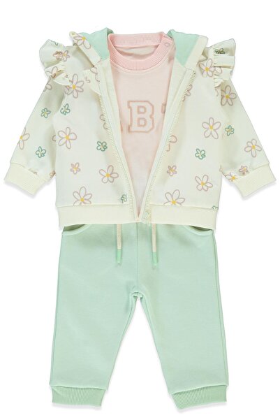 Bebetto طقم كارديجان بقلنسوة بخيطين مكون من 3 قطع (فريق بيبيتو للبنات) لون نع...