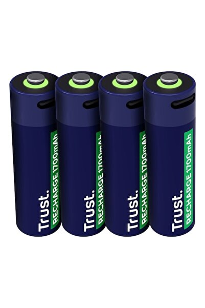 Trust Rechargeable AA Batteries, USB-C, set of 4 pcs, 1700 mAh, blue