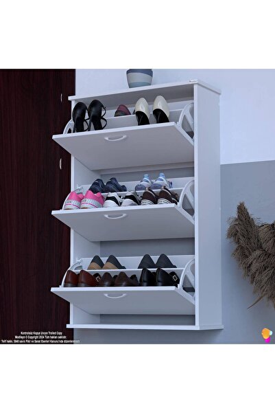 Lina Vella Home Asya Asma Kapı Önü 3 Düşer Kapak 6 Göz Bölmeli Ayakkabılık