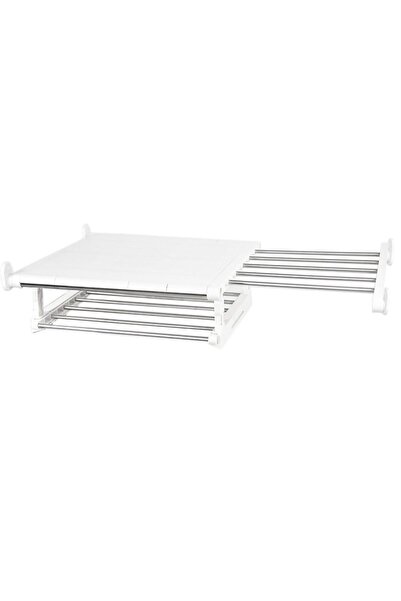 Quasar & Co. Telescopic wardrobe shelf, 2-tier, extendable, 60-100 x 45 cm, ABS/stainless steel, white