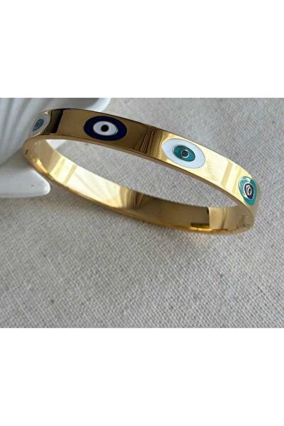 asre Stainless Steel Clamp with Evil Eye, Bracelet