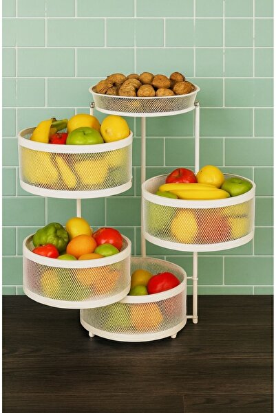 MG HOME 35 Çap -Yükseklik 78 -4 Katlı BEYAZ (SEBZELİK,MEYVELİK METAL,SEPET,DÜ...