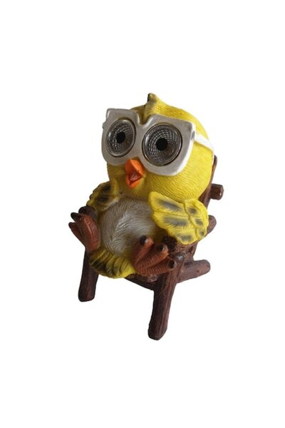 OEM Hoff LED solar lamp, bird, metal + plastic + glass, H 15 cm, yellow, outdoor