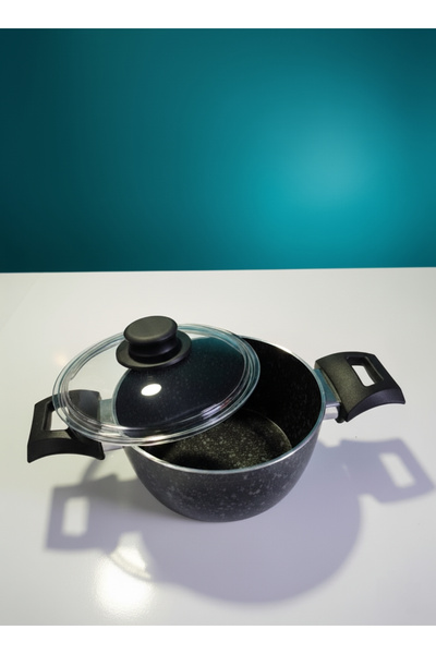 ELDİPA 18 cm Granit Görünümlü Tencere | Isıya Dayanıklı Sap ,Yapışmaz ve Yanmaz Yüzeyli