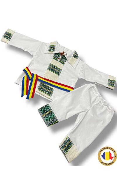 Inovius Costum Traditional baieti cu broderie si brau Tricolor - TDPITI20 12 ...