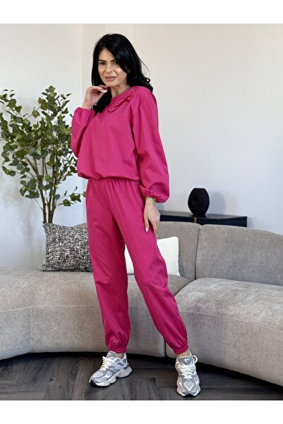 RAMONA BADESCU EXCLUSIVE Set casual cu pantaloni și bluză cu fundă decorativă