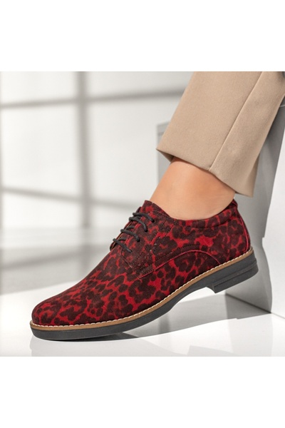 Modlet.ro Women's black and red print genuine leather casual shoes MOD10892