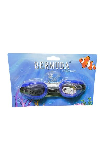 BERMUDA نظارات سباحة للبالغين وسدادات أذن 208A-أزرق داكن