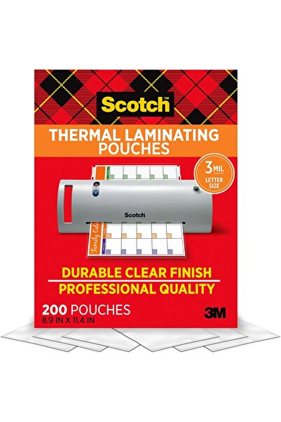Scotch Thermal Laminating Pouches, 200-Pack, 8.9 x 11.4 Inches, Letter Size, Clear, 3 mil