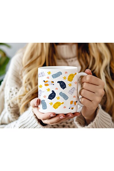 Beramussa كوب بتصميم القطط من مينيمال - كوب لطيف ومضحك على شكل قطة - هدية