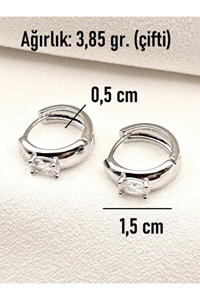 Siya Silver Kararmaz Çelik Minimal Tek Taş Halka Küpe - 1,5 cm