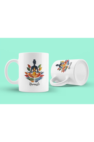 Nino Store Namaste Yoga Meditation and Lotus Flower Design Motivational Gift Mug