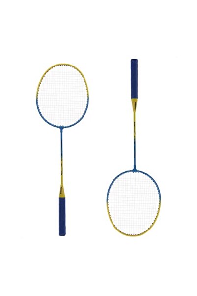 OEM Badminton racket set, 2 paddles, set with case, yellow/blue